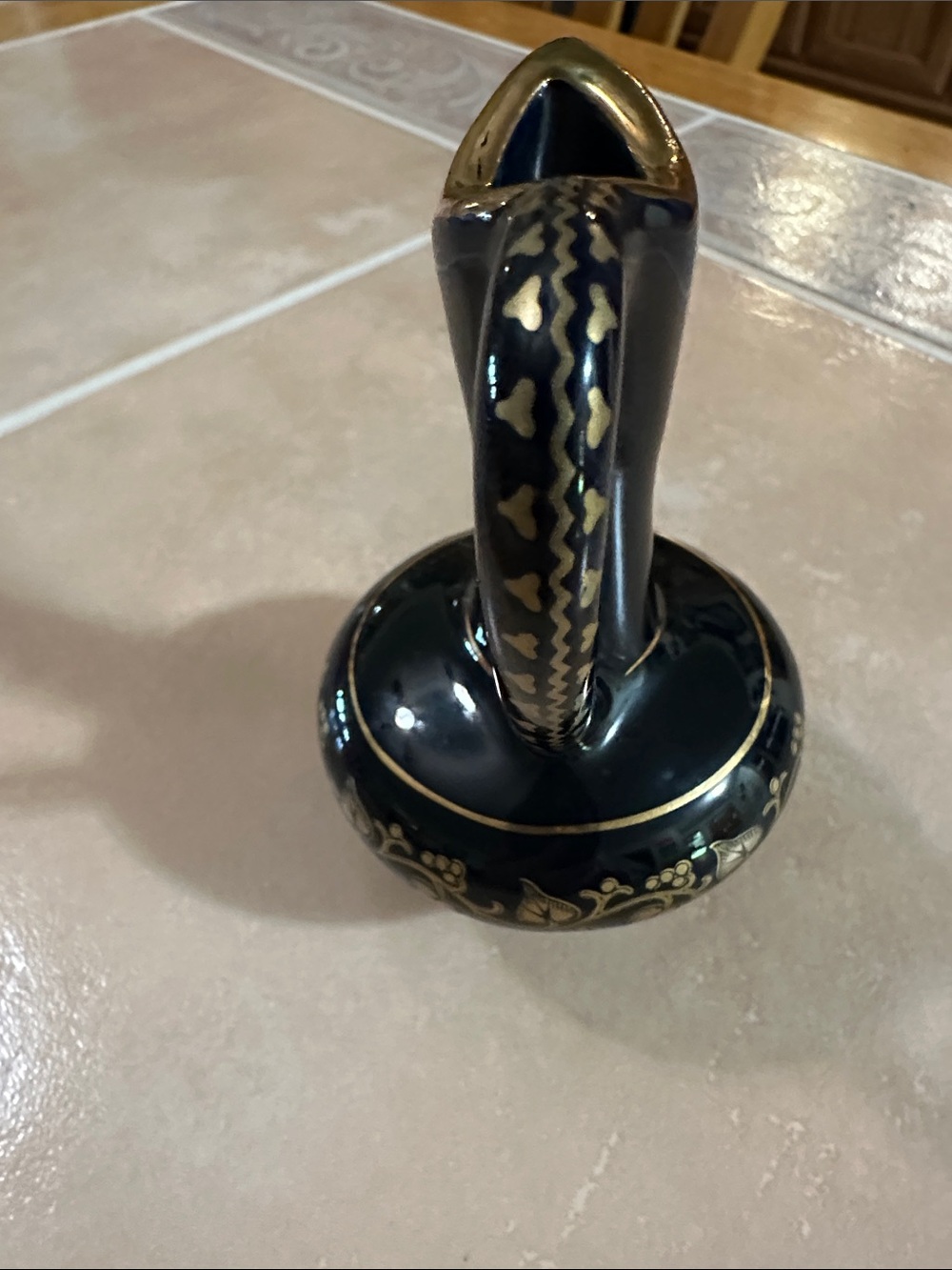 VTG Handmade in Greece Black and Gold Decorative Pitcher Vase - Picture 6 of 6